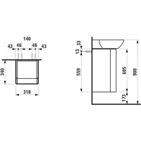 Laufen INO Тумба под раковину 815302, 32х34х60.5см, с 1 дверцей, с сифоном, с 4 полками, DX, цвет: темный орех