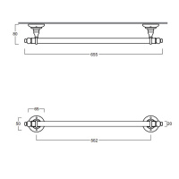 SIMAS Accessori Вешалка для полотенец, 60см, подвесной, цвет: хром
