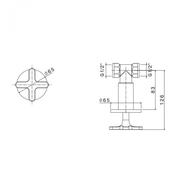AZZURRA LINEA Вентиль встроенный 1/2", хром