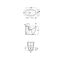 Simas Lft Spazio биде приставное 53х34см, с 1 отв. под смеситель, цвет: черный