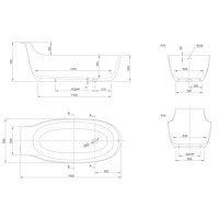KNIEF Prime ванна отдельностоящая овальная 195х85xh75/50см, со  слив переливом 