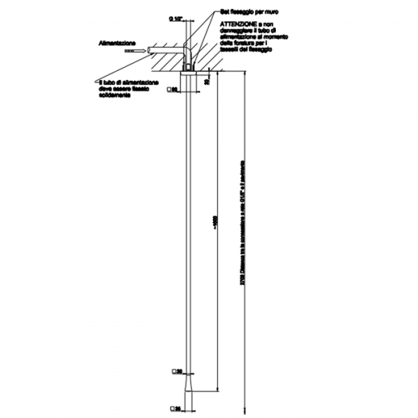 Gessi Mimi Излив потолочный для монтажа с удаленным управлением 31105/31210 (не входит в комплект), цвет: хром