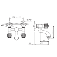 Nicolazzi Onice Смеситель для ванны на 2 отвертвия, цвет: хром