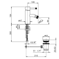Nicolazzi Leva Arena Смеситель для биде на 1 отверстие, с донным клапаном, цвет: хром