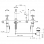 Nicolazzi Cristallo Liberty Смеситель для раковины на 3 отверстия, с донным клапаном, излив: 165 мм, цвет: хром