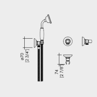 Devon&Devon Morris Лейка душевая со шлангом, с держателем и выпуском, ручка белая, цвет: хром