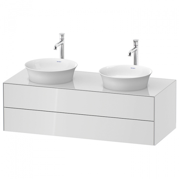 Duravit White Tulip Тумбочка подвесная 40.8x130x55 см, 2 раковины, 2 ящика, цвет: белый высокоглянцевый