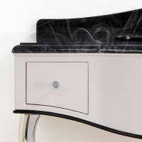 Devon&Devon Audrey, Комплект мебели со столешницей Nero Morquinha, ножки золото, раковина встраиваемая 110см, Цвет: белый глянцевый