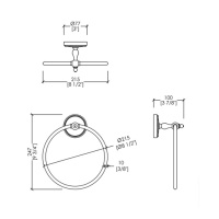 Devon&Devon Dorothy Полотенцедержатель-кольцо 21.5см., подвесной, держатель цвет: золото светлое/белый
