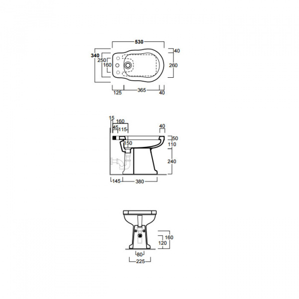 SIMAS Londra Биде 34х53см с 1 отв. под смеситель, цвет: белый
