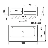Gessi Rettangolo Ванна отдельностоящая 180х100x55см, с открытыми полками DX и съемной панелью SX, цвет: матовый белый