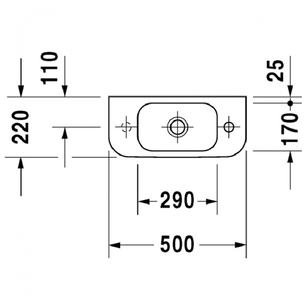 Duravit Happy D.2 Раковина 50x22 см, без отв., цвет: белый