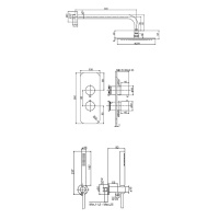 Carlo Frattini Wellness Душевой комплект с верх душем Ø250мм, наст держ 350мм, душ компл, смес встр с пер на 2/3 источн, внутр часть, цвет: хром