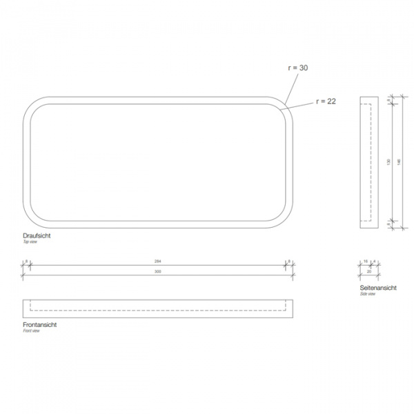 Decor Walther Stone Tab Лоток универсальный 30x14.5см, настольный, цвет: белый