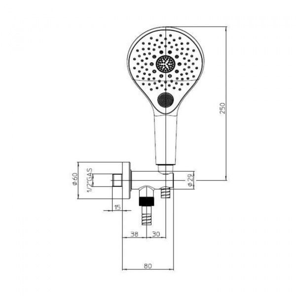 Bossini Syncronia Душевой комплект: ручной душ, держатель с подводом воды, шланг 150см, цвет: хром