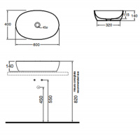 AZZURRA ELEGANCE Раковина 60х40 см, без отв., накладная, цвет: белый