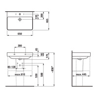 Laufen Pro S Раковина 65х46.5х9.5 см, 1 отв., подвесная/на столешницу, цвет: белый