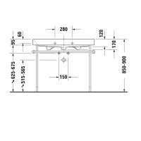 Duravit Happy D.2 Консоль металлическая 100x50.5см, с раковиной на 1 отв., цвет: белый/хром