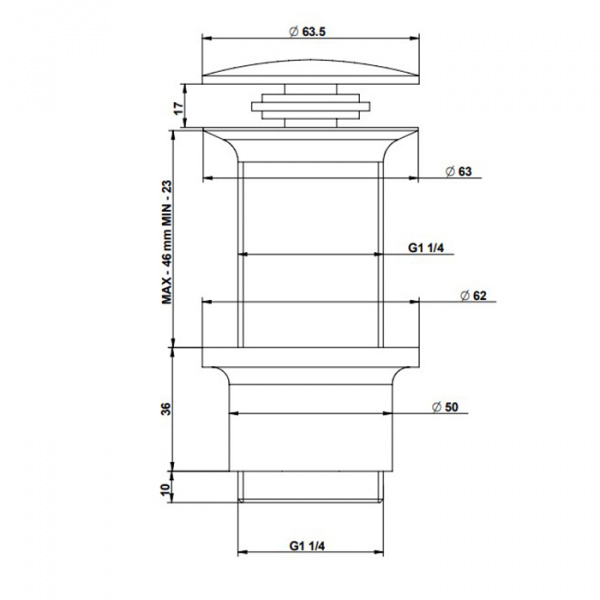 Bongio Complements Донный клапан clic-clac 1.1/4, цвет: Nichel Spazzolato