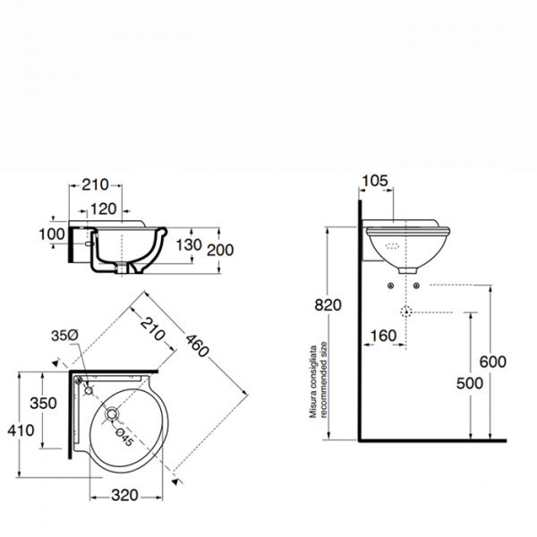 AZZURRA JUBILAEUM Раковина 35х35 см, 1 отв., цвет: белый