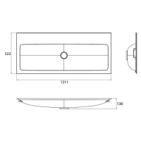 EMCO Раковина 121.1х52.2 см, 3 отв., накладная, для тумб 9583 274 21 и 9583 275 21, композит, цвет: белый