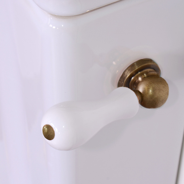 Kerasan Waldorf Унитаз напольный удлиненный 65х37см c низким бачком, трубой, ручкой смыва справа, фурнитура бронза, СИДЕНЬЕ НА ВЫБОР