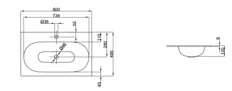 Bette Comodo Раковина 80х49.5х9 см, 1 отв., цвет: белый