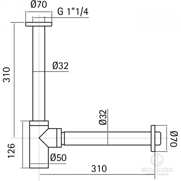 CISAL Сифон 1&quot1/4 для раковины, цвет: нержавеющая сталь