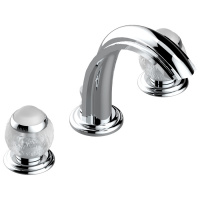 THG Panthere Cristal clair Смеситель для раковины, 3 отв., цвет: хром/прозрачный хрусталь