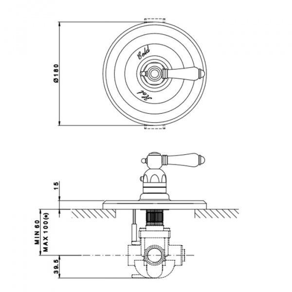 Nicolazzi Petit Mont Blanc Смеситель для душа, встраиваемый, термостатический, 3/4" без запорного вентиля, цвет: хром