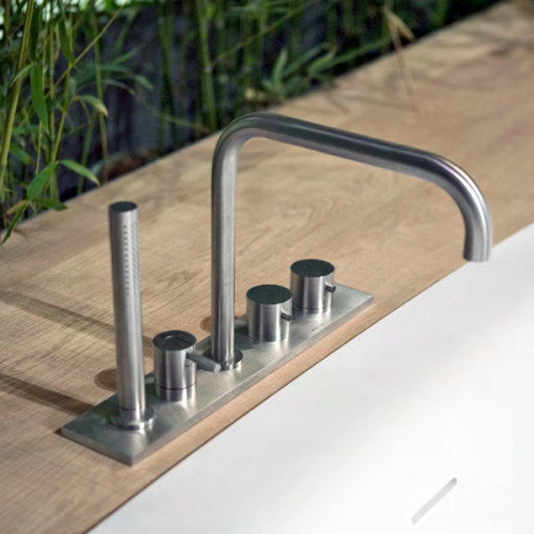 Antonio Lupi Ayati Смеситель на борт ванны на 5 отв., излив: 300мм, цвет: полированная сталь