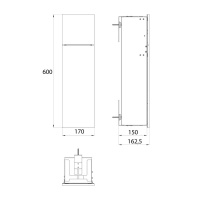EMCO Asis Pure Модуль для унитаза, встраиваемый, ершик, Держатель бумаги, дверь правая, цвет: черный