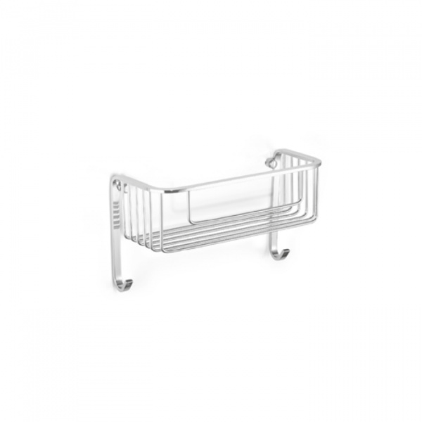 Bertocci Complementi Полка-решетка для душа 26х8,5х12 см с двумя крючками, подвесной, цвет: хром