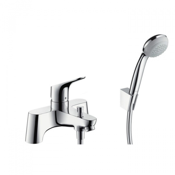 Hansgrohe Focus Смеситель на край ванны на 2 отверстия с переключающим вентилем и ручным душем Crometta 85 1jet