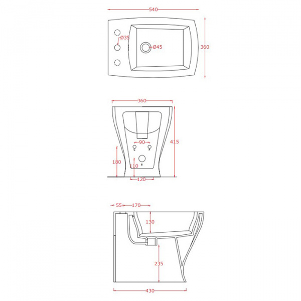 Artceram JAZZ биде напольное 54х36см с 1 отв под смеситель с креплением, цвет: белый матовый