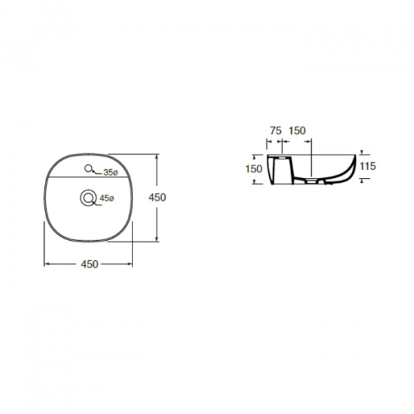 AZZURRA ELEGANCE SOFT Раковина 45х45х115 см, 1 отв., цвет: белый