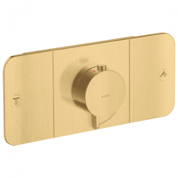 Axor One Смеситель для душа, встраиваемый, термостат, на 2 источника и 1 доп.потребитель, внешняя часть, цвет: шлифованное золото