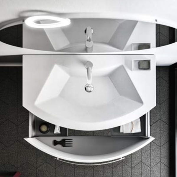 Cerasa Cartabianca Комплект мебели 95х48х36 см, подвесной, с базой под раковину, раковиной, зеркалом TONDO, цвет: Bianco Lucido