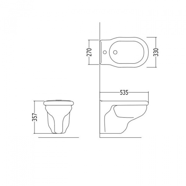 Devon&Devon New Etoile, Биде подвесное 53.5х33см, с одним отверстием под смеситель, цвет: белый