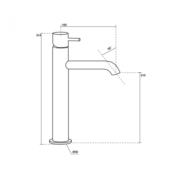 Kerasan Nolita Смеситель для раковины на 1 отв., без донного клапана, излив 165мм h215мм, цвет: черный матовый