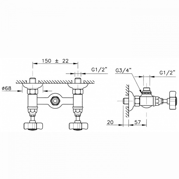 Nicolazzi Cristallo Liberty Смеситель для душа без гибкого шланга и лейки, цвет: хром