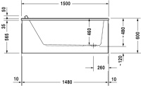 Ванна акриловая Duravit Starck 150x70 прямоугольная, встраиваемая