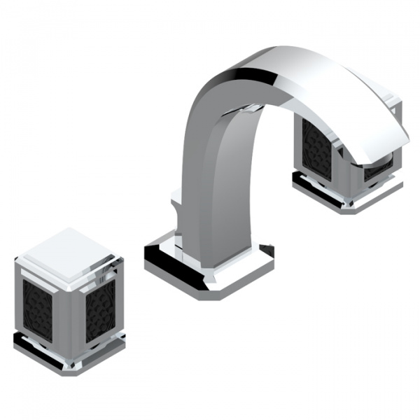 THG Metropolis cristal noir Смеситель для раковины, 3 отв., цвет: хром/черный хрусталь