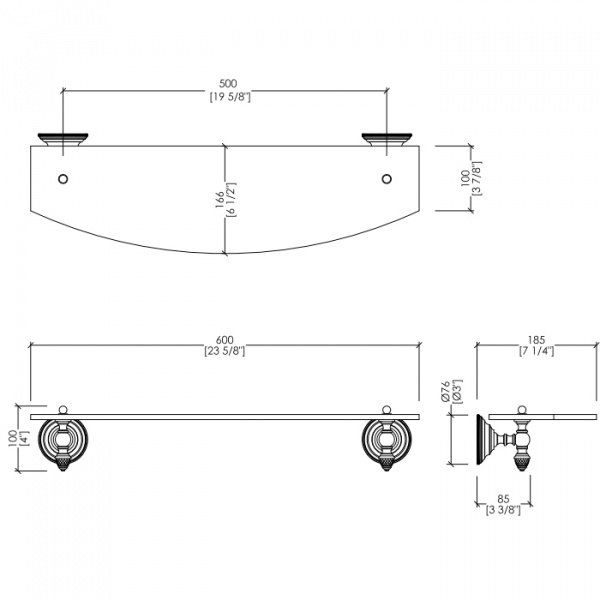 Devon&Devon Black Diamond Полочка стеклянная 60 см, подвесной, цвет: светлое золото