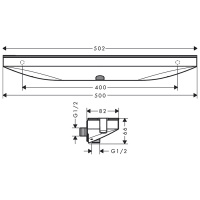 Hansgrohe FixFit Вывод воды с держателем ручного душа слева, с полкой 500х80мм, цвет: хром
