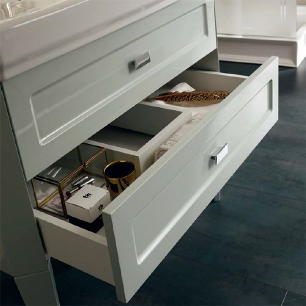 Sbordoni Комплект мебели Romana наполный 90 см, с раковиной керам., цвет белый, c 1 отв. под смес., ручки хром, цвет: Perla