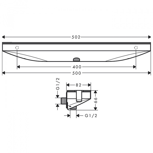 Hansgrohe FixFit Вывод воды с держателем ручного душа слева, с полкой 500х80мм, цвет: хром