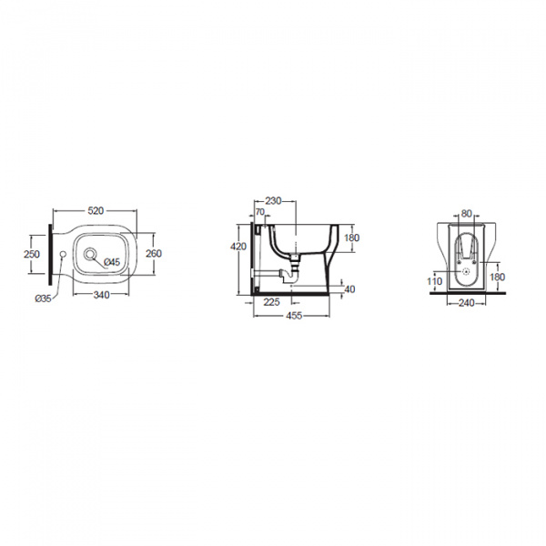 AZZURRA GLAZE Биде подвесное 52х36см c креплением KIT 2000, цвет: белый