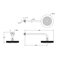 Gessi Inciso Shower Душевая головка шарнирная на 1/2” с защитой отизвесткового налёта, цвет: black XL