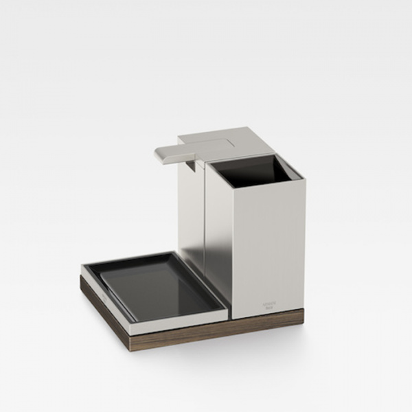 Armani Roca Island Комплект из 3 акс.: диспенсер для мыла, стаканчик, мыльница и контейнер, настольный, цвет: brushed steel